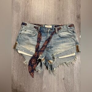 We The Free Denim Shorts w/ Paisley Belt
